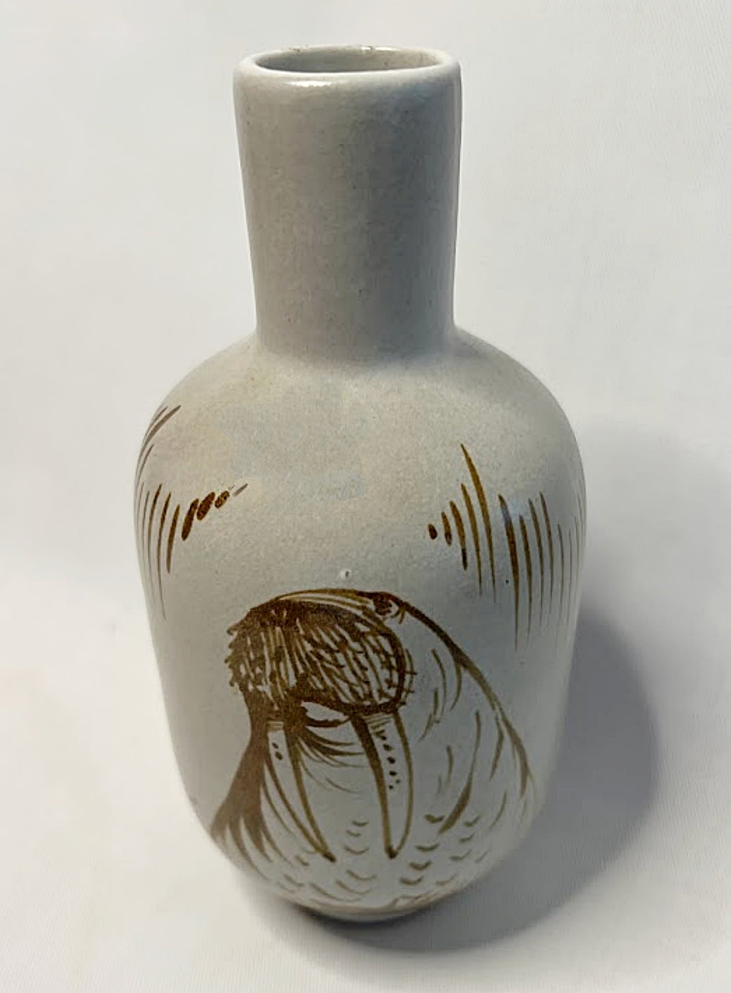 Vintage Pottery Vase Hand Painted Walrus Alaska Art