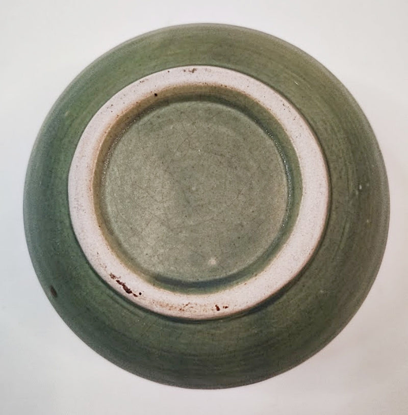 Green Frog Art Pottery Bowl Base View