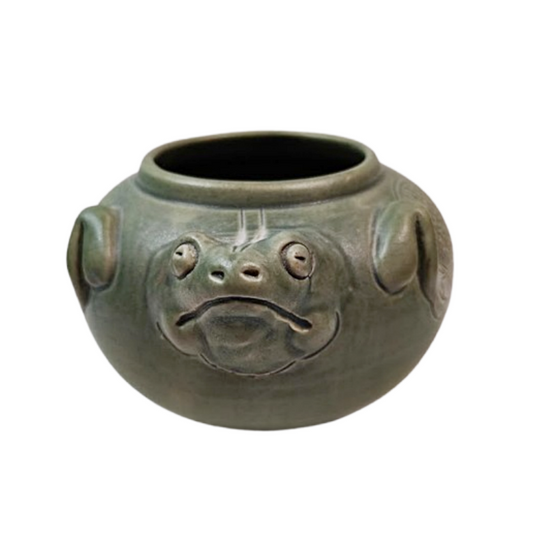 Green Frog Art Pottery Bowl Main view
