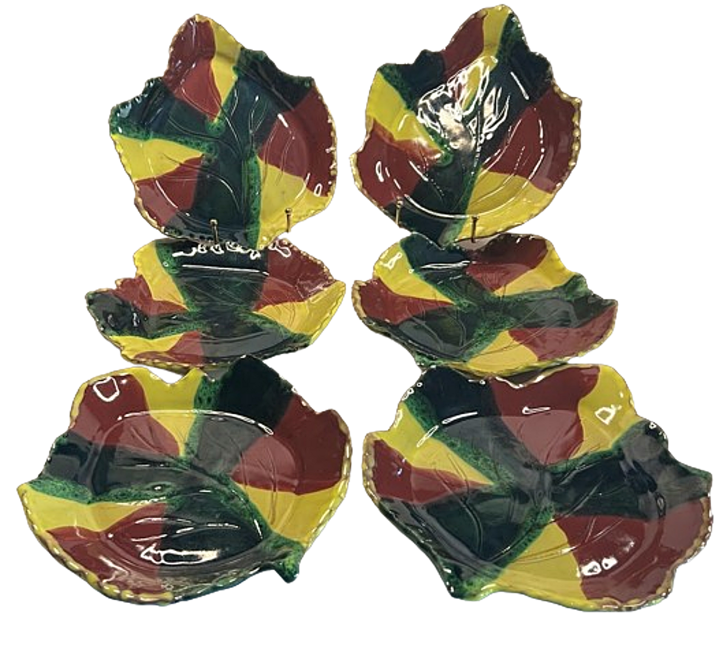 MANGUM POTTERY Six Leaf Plates 1998 North Carolina Redware