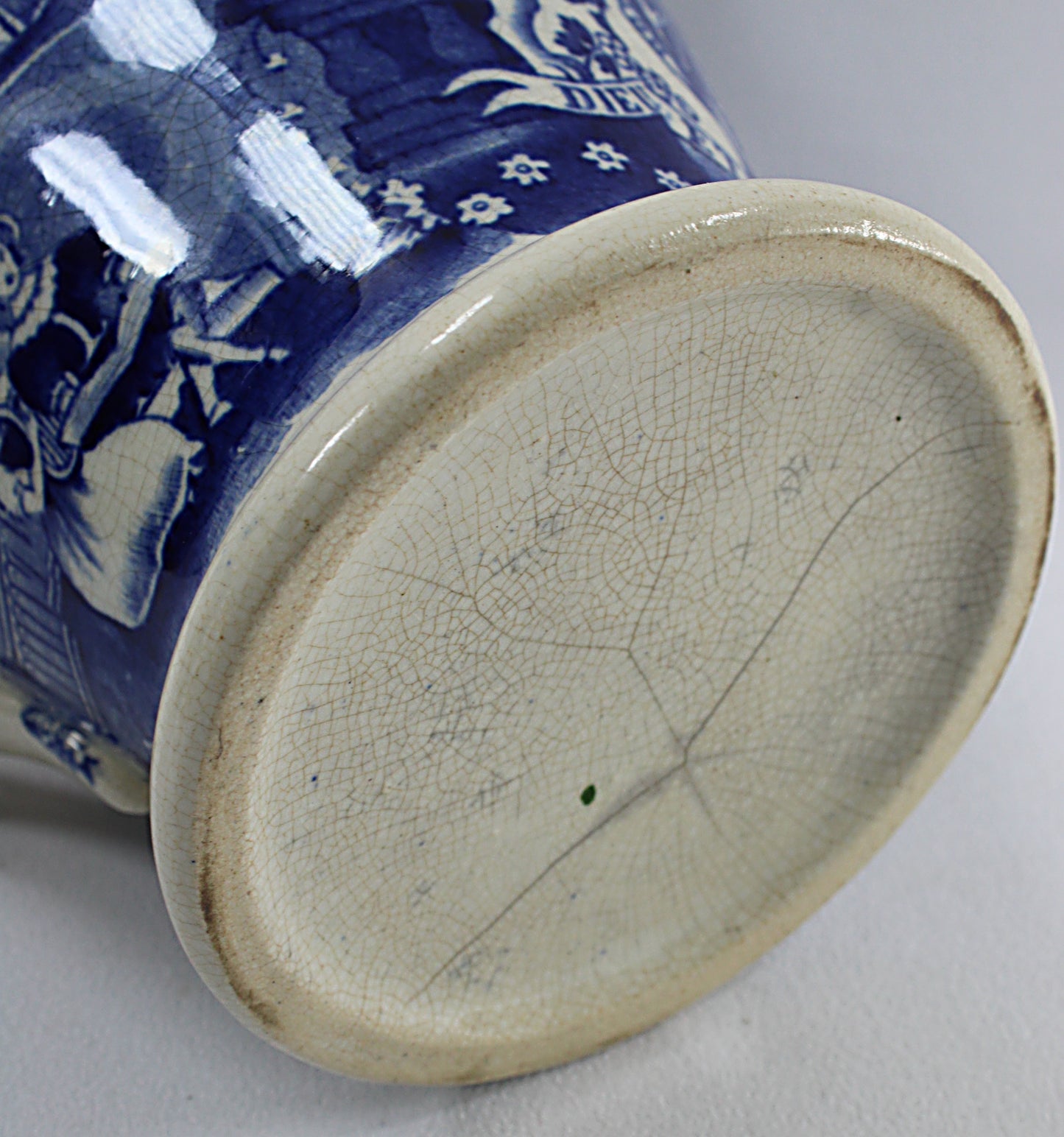 ANTIQUE English Transferware Pottery Jug Imperial Quart 1820-1830s