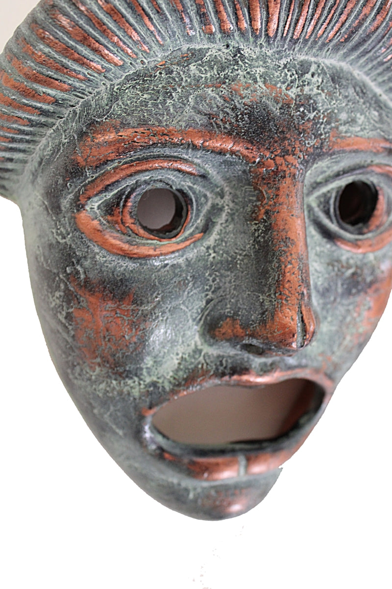 Vintage Greek TERRACOTTA WALL MASK Face of Tragedy