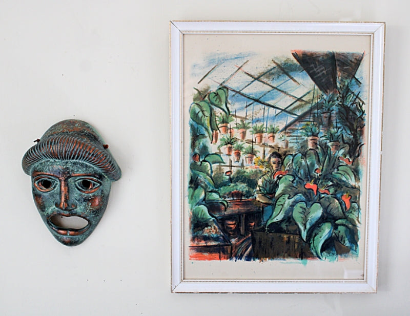 Vintage Greek TERRACOTTA WALL MASK Face of Tragedy