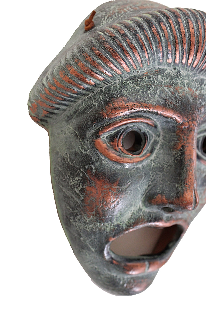 Vintage Greek TERRACOTTA WALL MASK Face of Tragedy