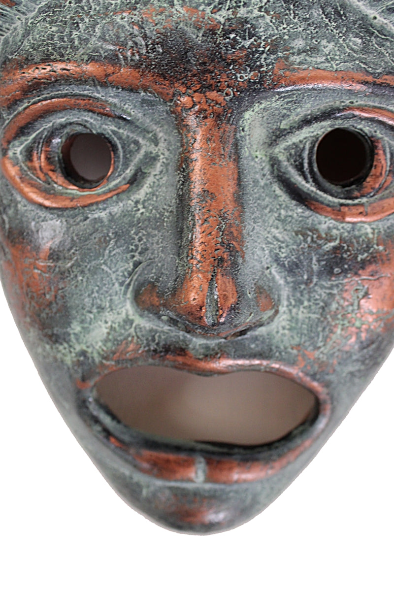 Vintage Greek TERRACOTTA WALL MASK Face of Tragedy