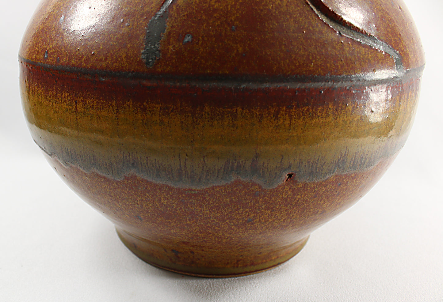 Vintage XL Modern Weed Pot Carved Art Pottery Signed Stearns
