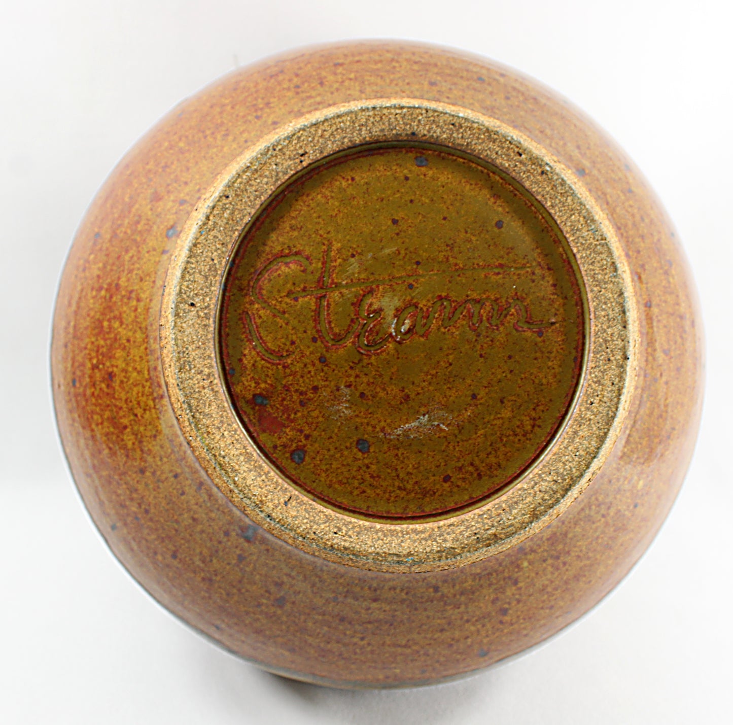 Vintage XL Modern Weed Pot Carved Art Pottery Signed Stearns