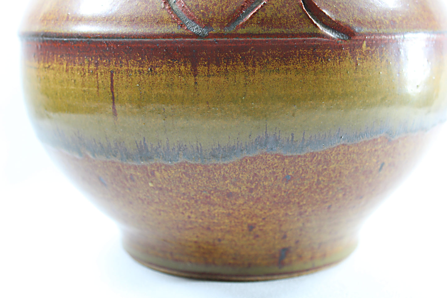 Vintage XL Modern Weed Pot Carved Art Pottery Signed Stearns