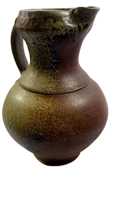 Studio Pottery Pitcher Salt and Ash Glazes Artist Monogrammed