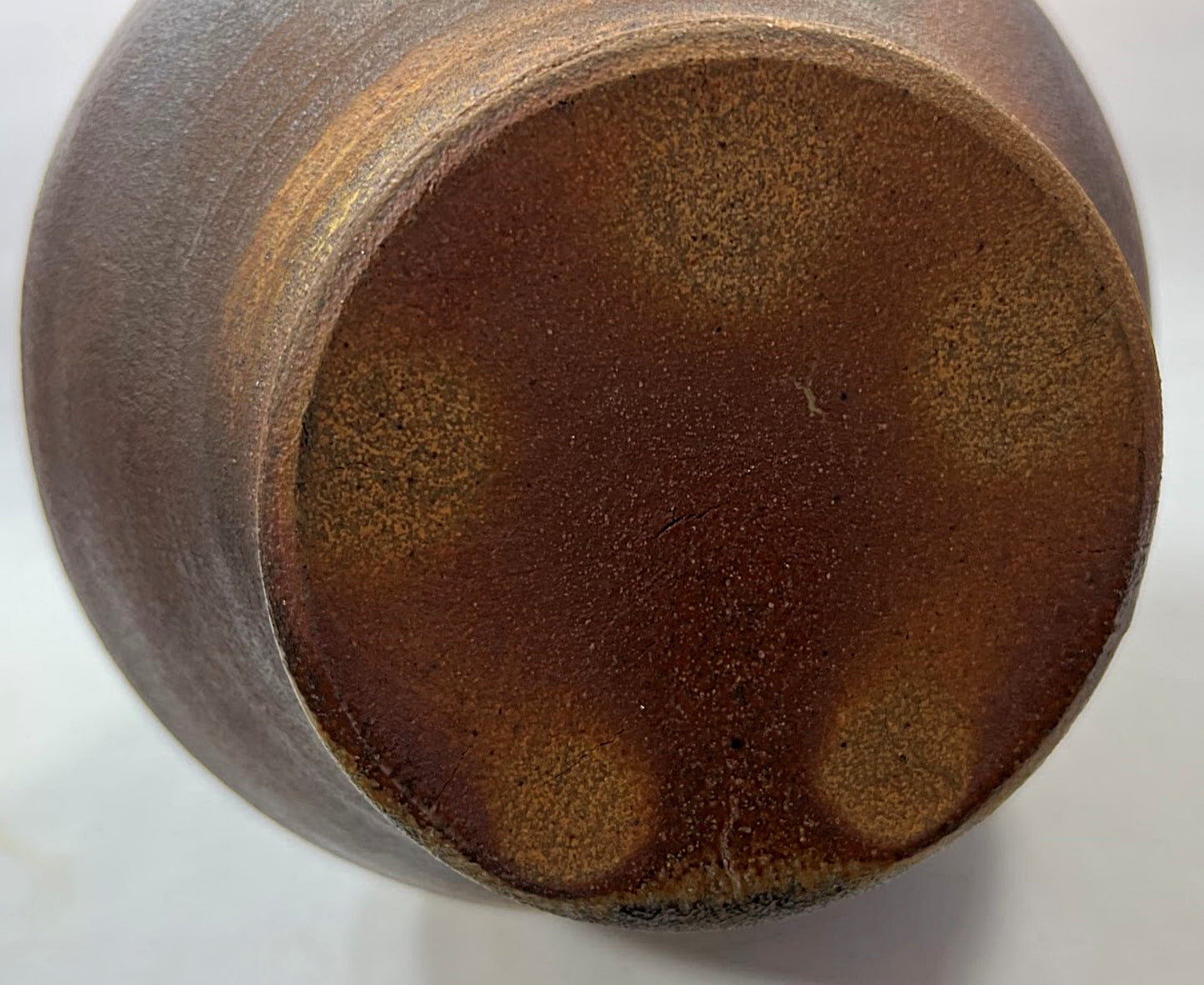 Vintage Studio Pottery Pitcher Salt and Ash Glazes Artist Monogrammed bottom view