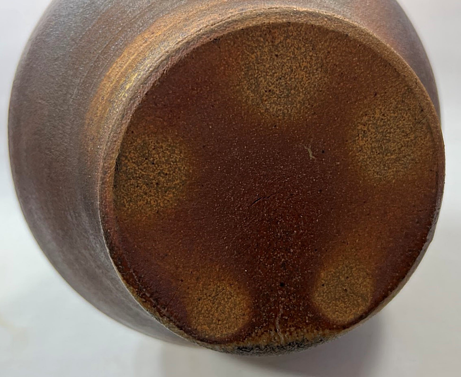 Vintage Studio Pottery Pitcher Salt and Ash Glazes Artist Monogrammed bottom view