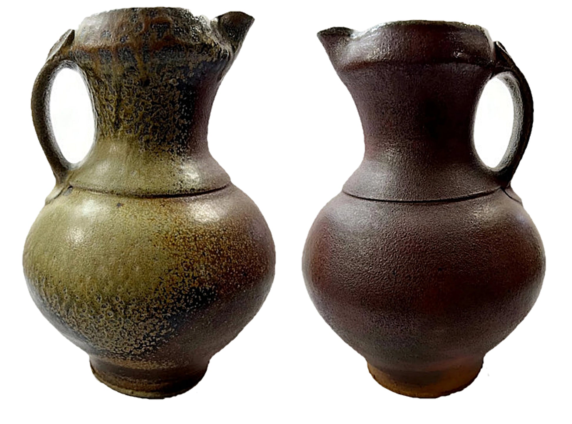 Vintage Studio Pottery Pitcher Salt and Ash Glazes Artist Monogrammed double sides of color