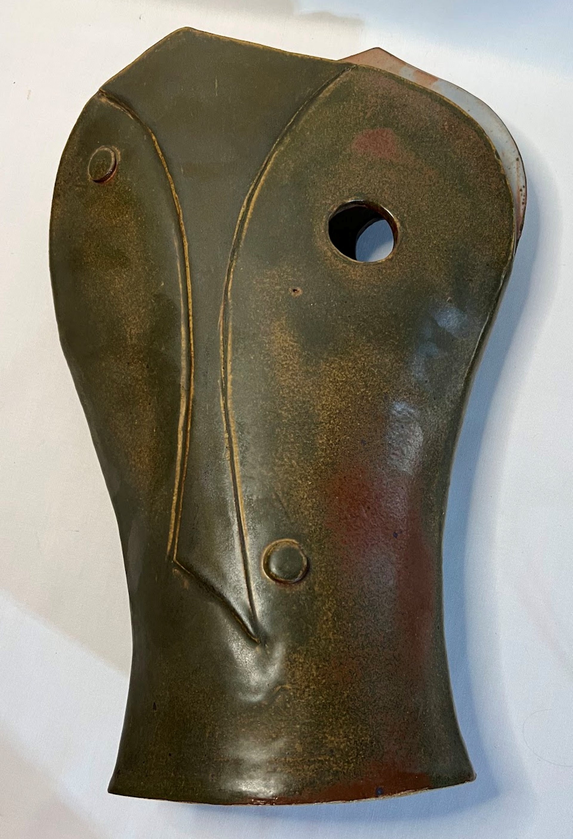 Vintage NANCY KIBENS Large Ceramic Sculpture Vase 1993 Signed laying flat