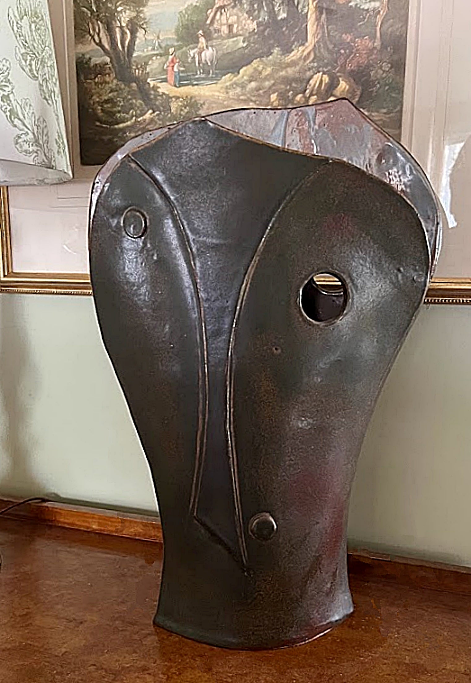 Vintage NANCY KIBENS Large Ceramic Sculpture Vase 1993 Signed on dresser