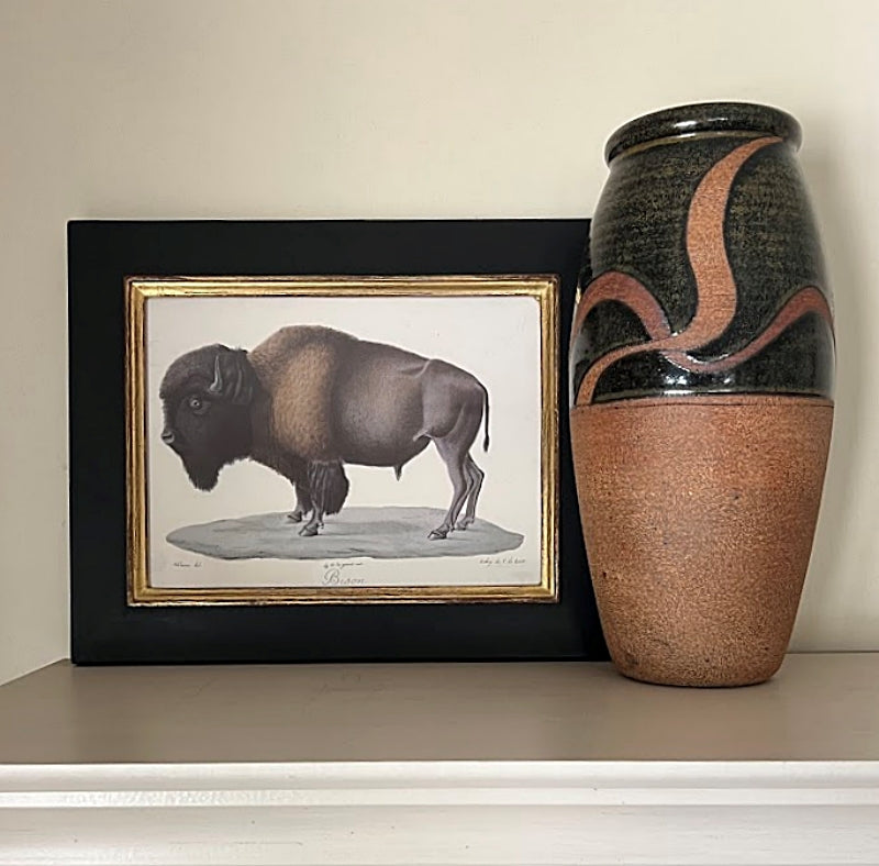 Vintage Studio Art Pottery Vase Signed Terracotta With framed art