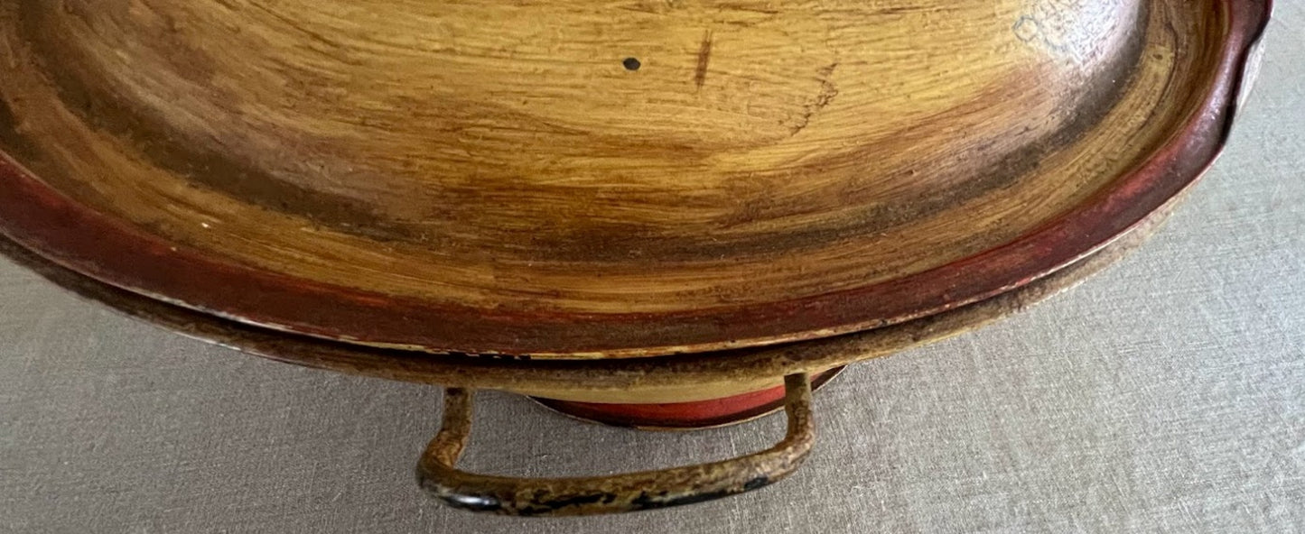 ANTIQUE Lidded Tin DOUGH RISER Large Tole Painted
