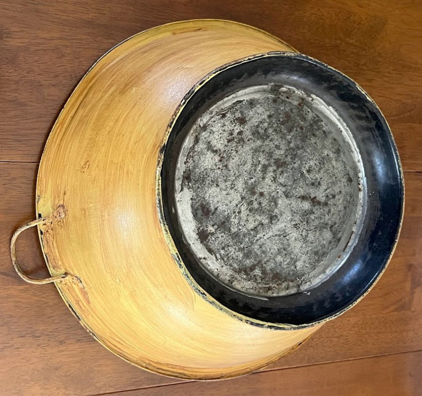 ANTIQUE Lidded Tin DOUGH RISER Large Tole Painted