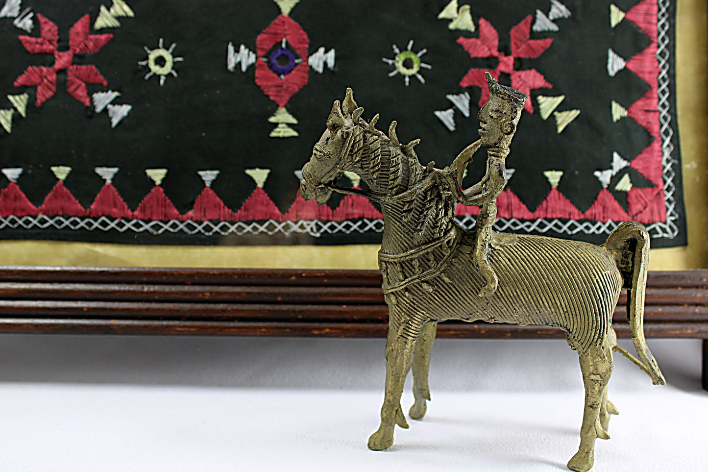 ANTIQUE BRASS DHOKRA Horse and Warrior with art
