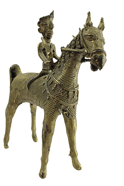 ANTIQUE BRASS DHOKRA Horse and Warrior  main view