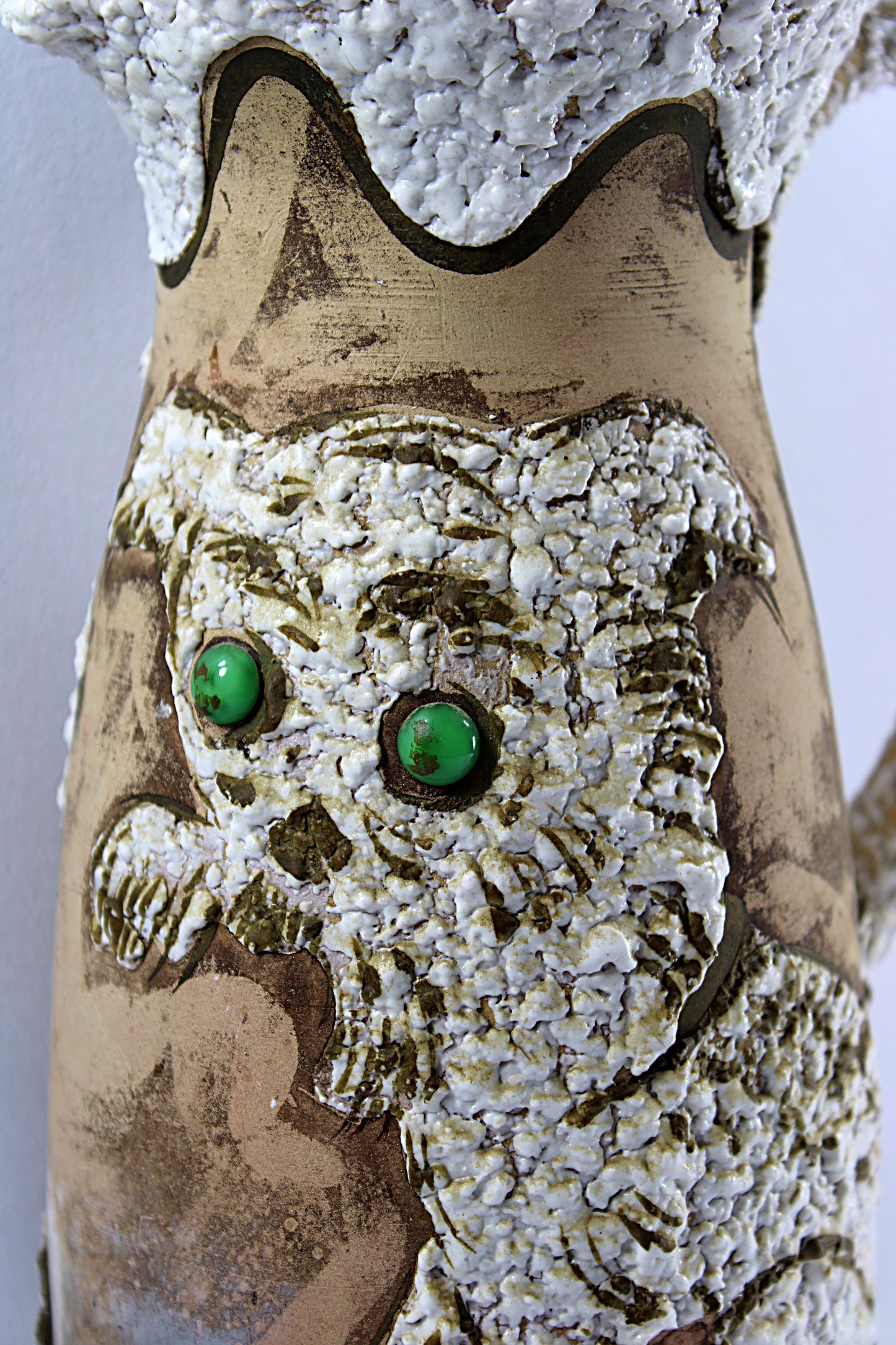 Vintage ITALIAN FAT LAVA Pitcher Mid Century Modern Horse and Cat Motifs