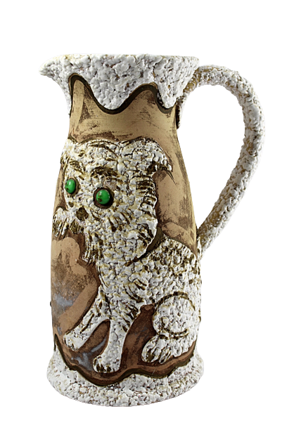 ITALIAN FAT LAVA Pitcher Mid Century Modern Horse and Cat Motifs