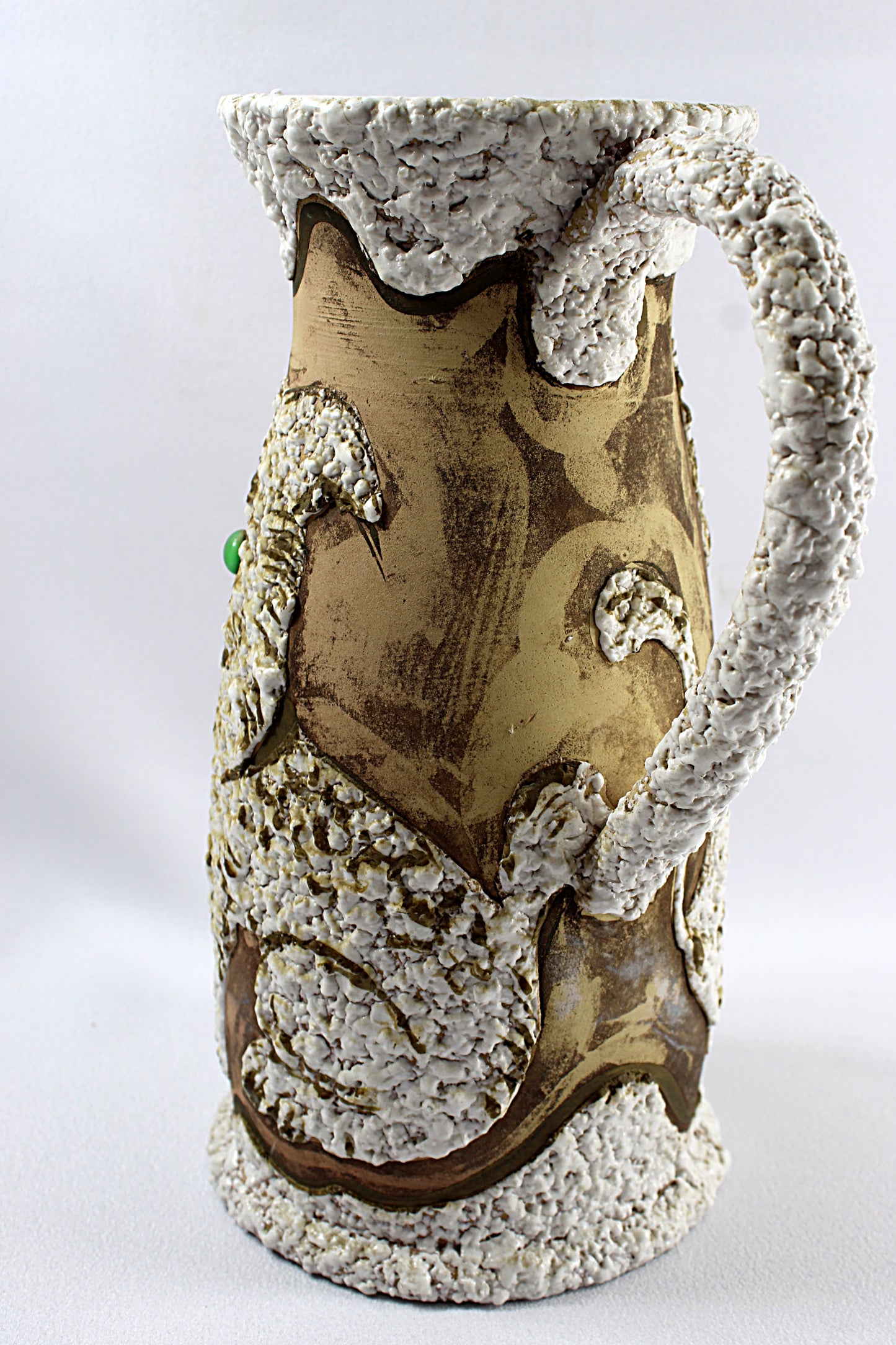 Vintage ITALIAN FAT LAVA Pitcher Mid Century Modern Horse and Cat Motifs