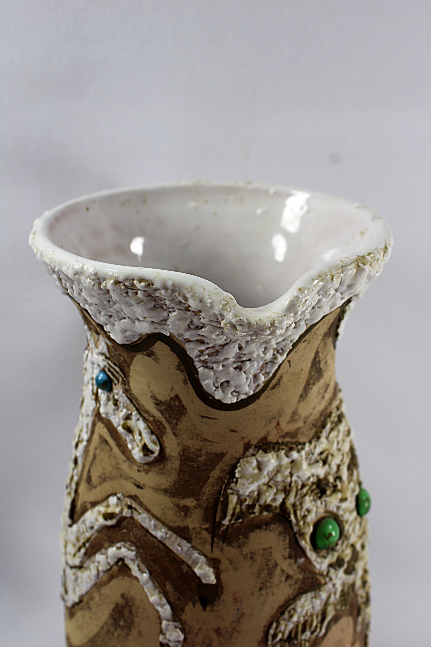 Vintage ITALIAN FAT LAVA Pitcher Mid Century Modern Horse and Cat Motifs