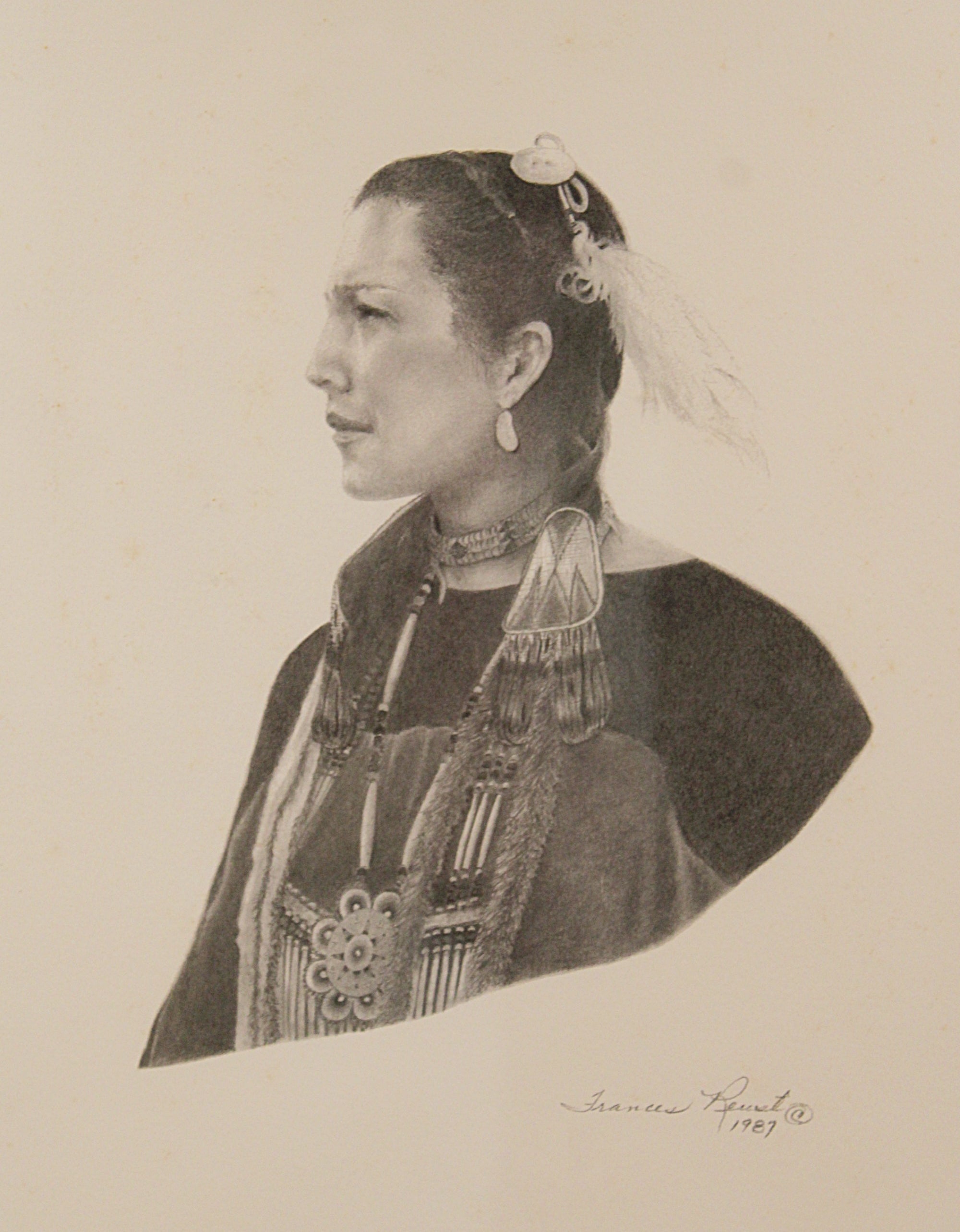 Limited Edition Lithograph Native American Woman by Frances Reust