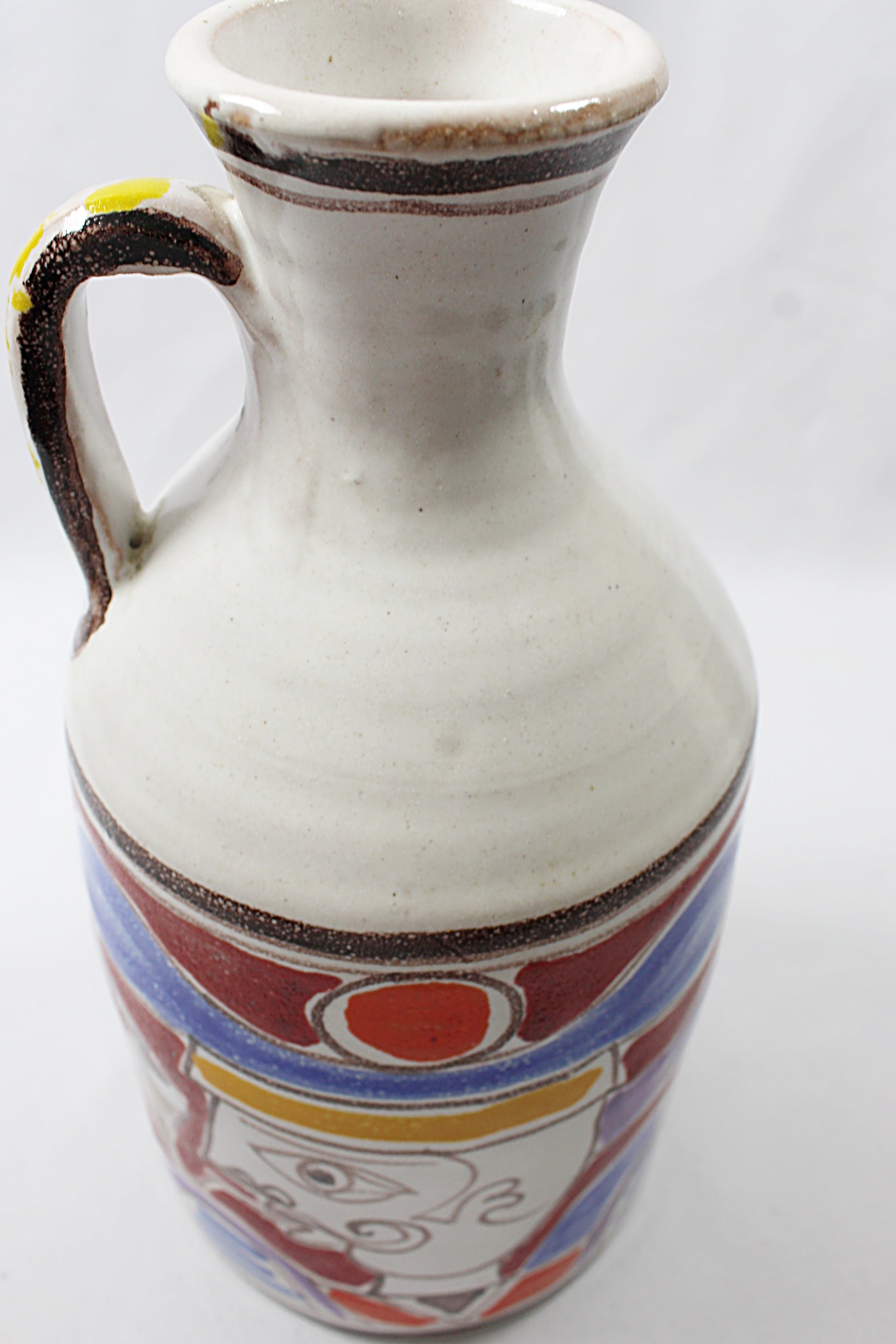Vintage Giovanni DE SIMONE Italian Pottery Jug Vase SIGNED de Simone Italy 65 rim