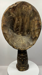 African Carved Figure with Snake
