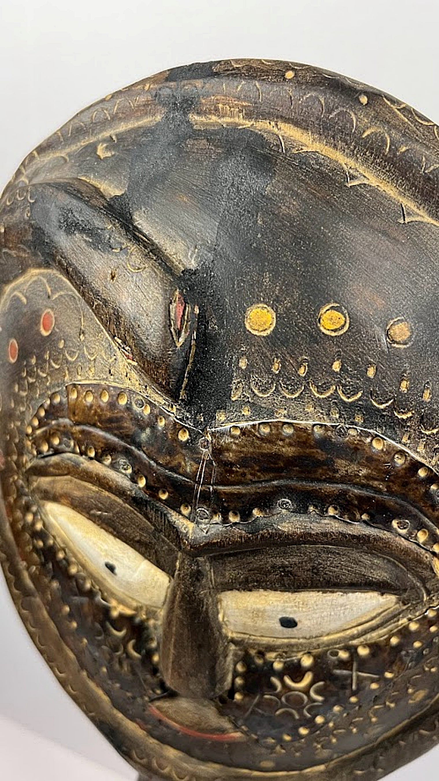 African Carved Figure with Snake