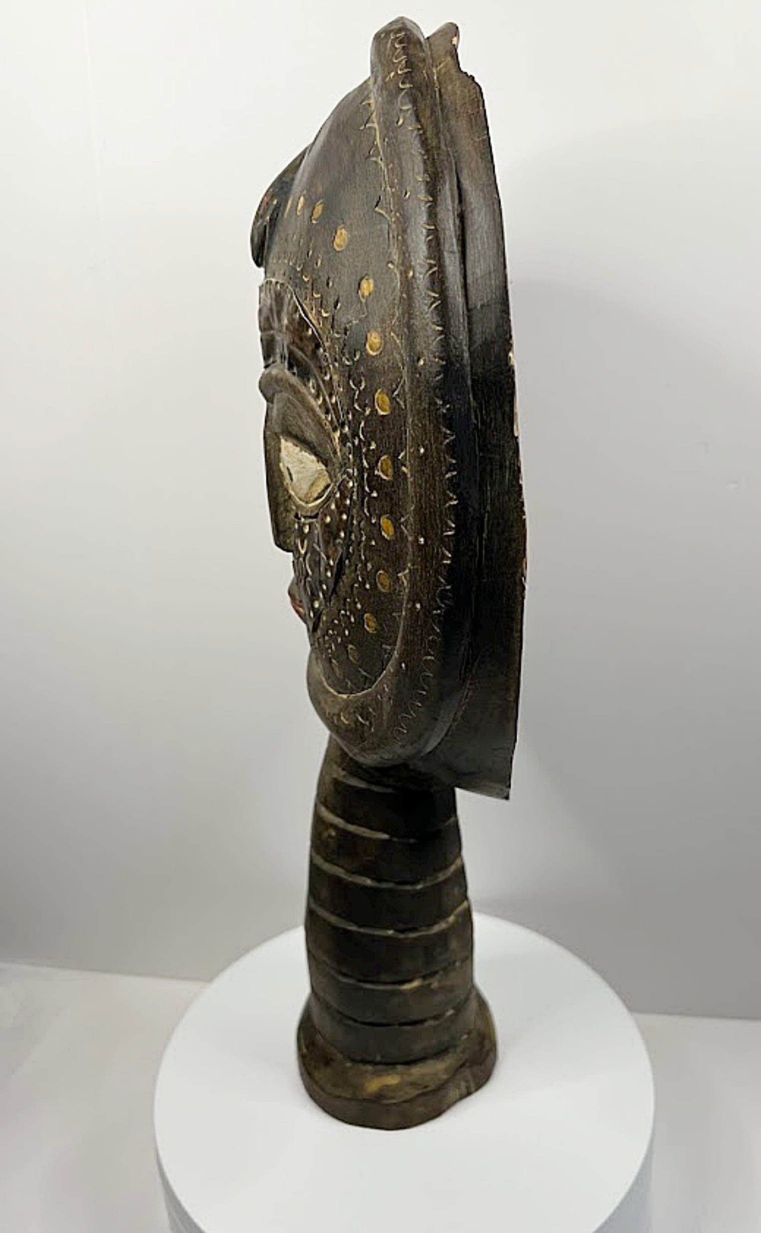 African Carved Figure with Snake