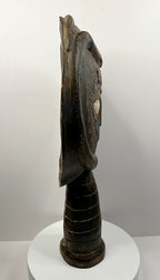 African Carved Figure with Snake