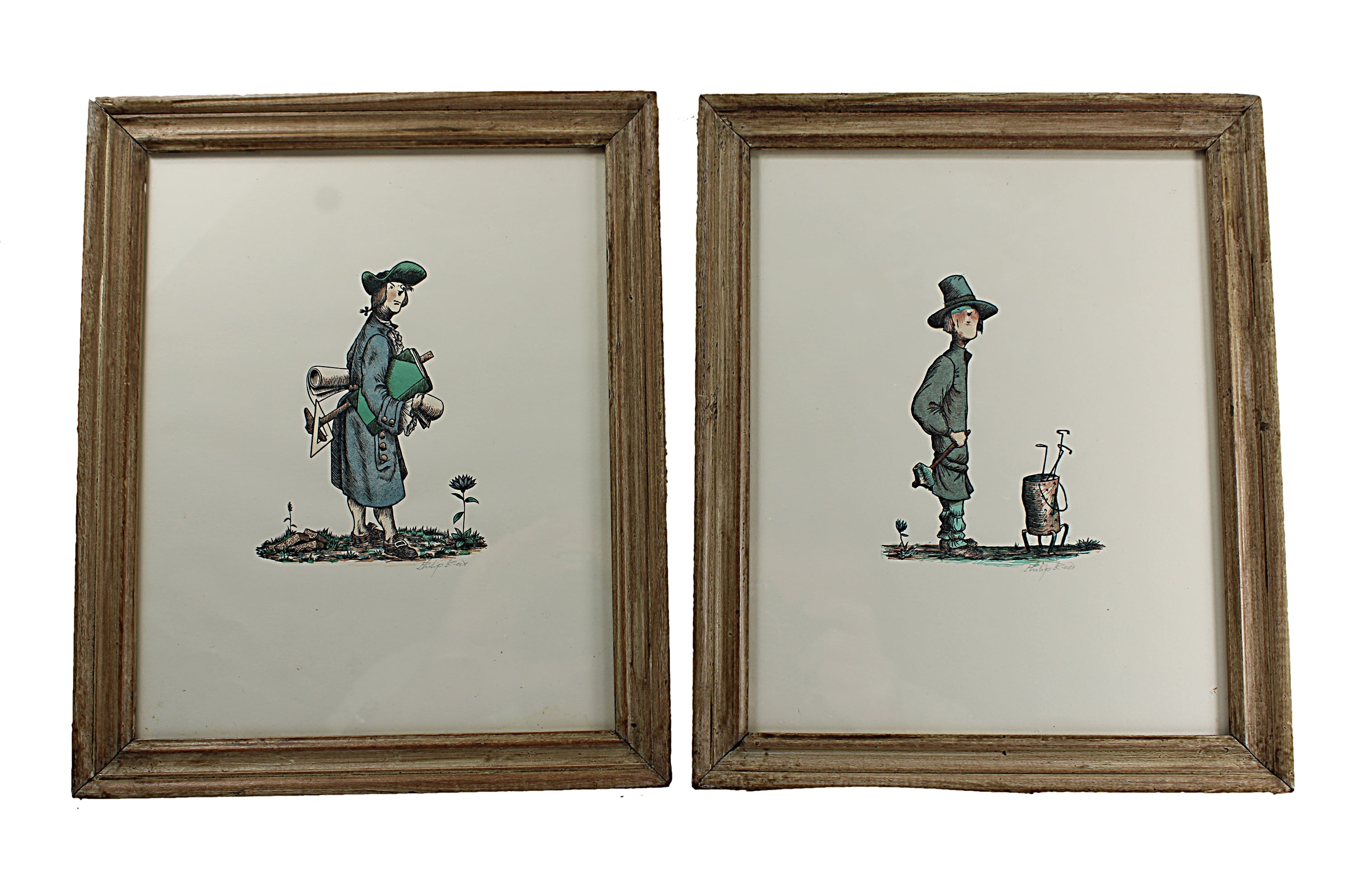 Philip Reed Pair of Wood Engraving Prints Signed