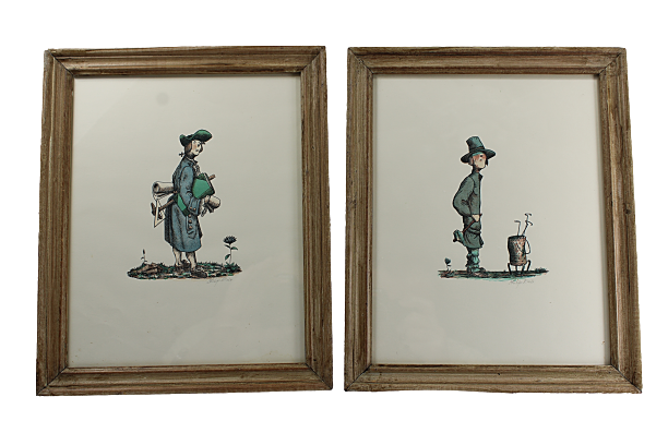 Vintage PAIR PHILIP REED Wood Engraving Prints, Pencil Signed                       Framed Originals