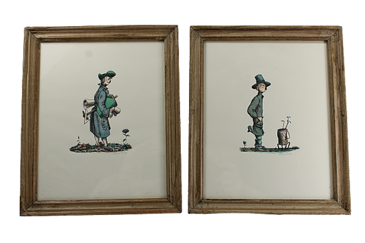 Vintage PAIR PHILIP REED Wood Engraving Prints, Pencil Signed                       Framed Originals