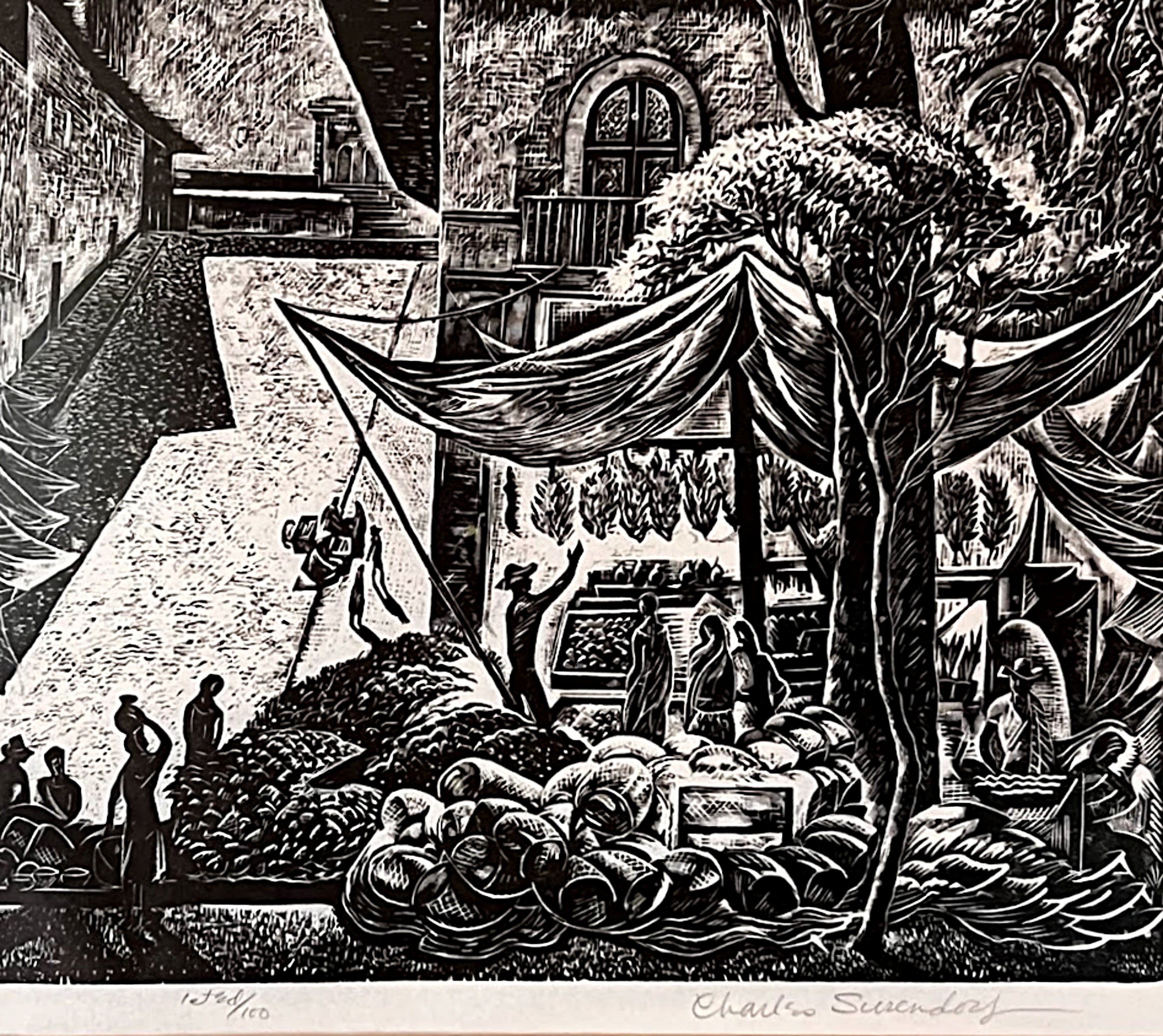 Framed First Edition of Market in Patzcuaro by Surendorf