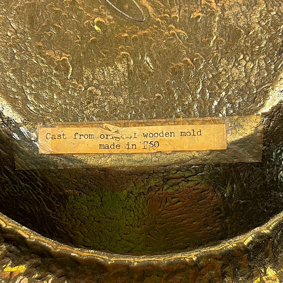Vintage ITALIAN BRASS TRAY Hand Hammered Signed 11.5 Inch Diameter