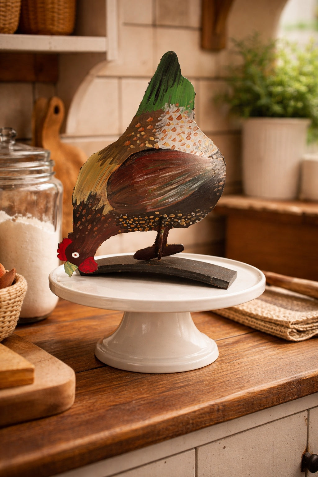 Folk Art Chicken Door Stop or Art Sculpture