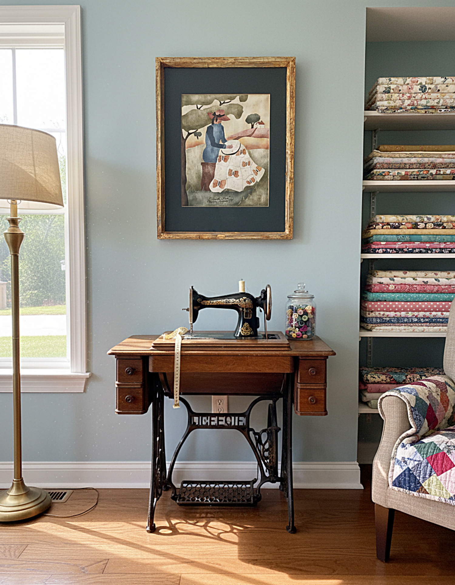 Fabric Art Stenciled Embroidering a Quilt by Madonna Ferguson