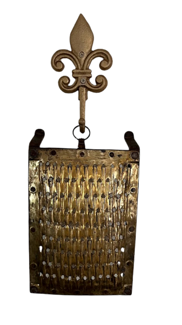 Antique Kitchen Grater Handmade Brass and Wrought Iron