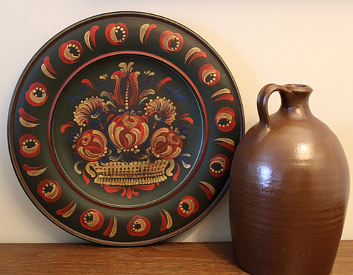 Folk Art Wooden Wall Plate Pennsylvania Dutch