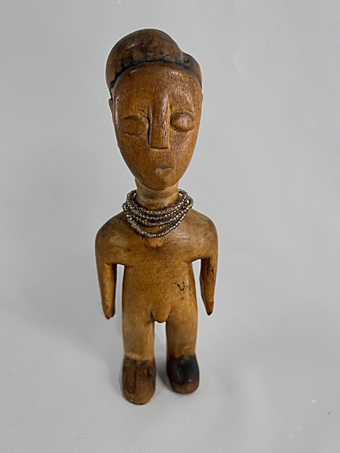 Vintage African Carved EWE Twin Dolls With Glass Trade Beads