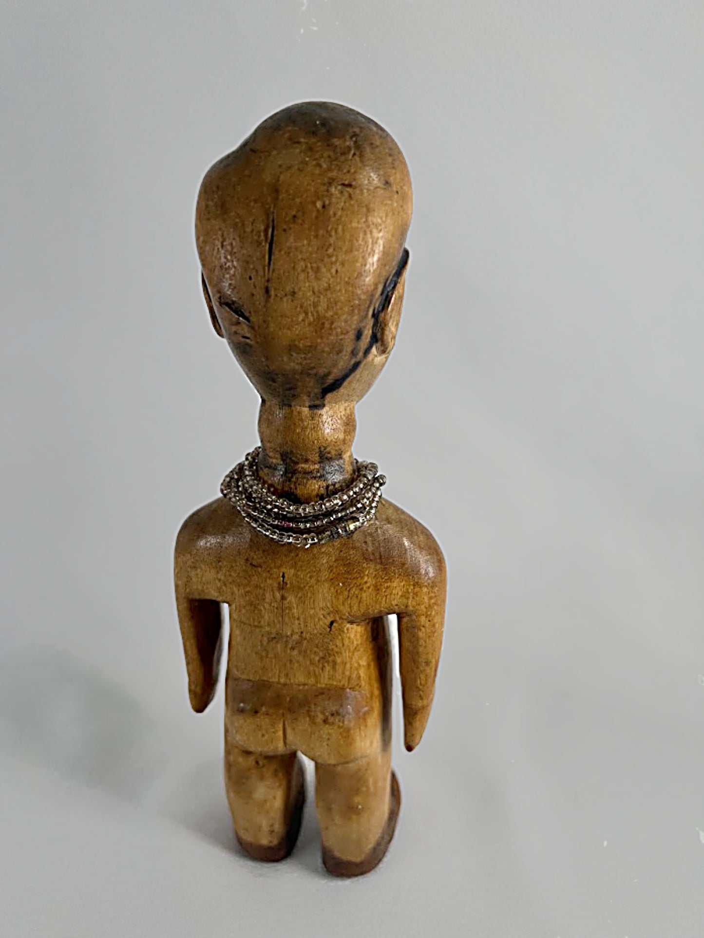 Vintage African Carved EWE Twin Dolls With Glass Trade Beads