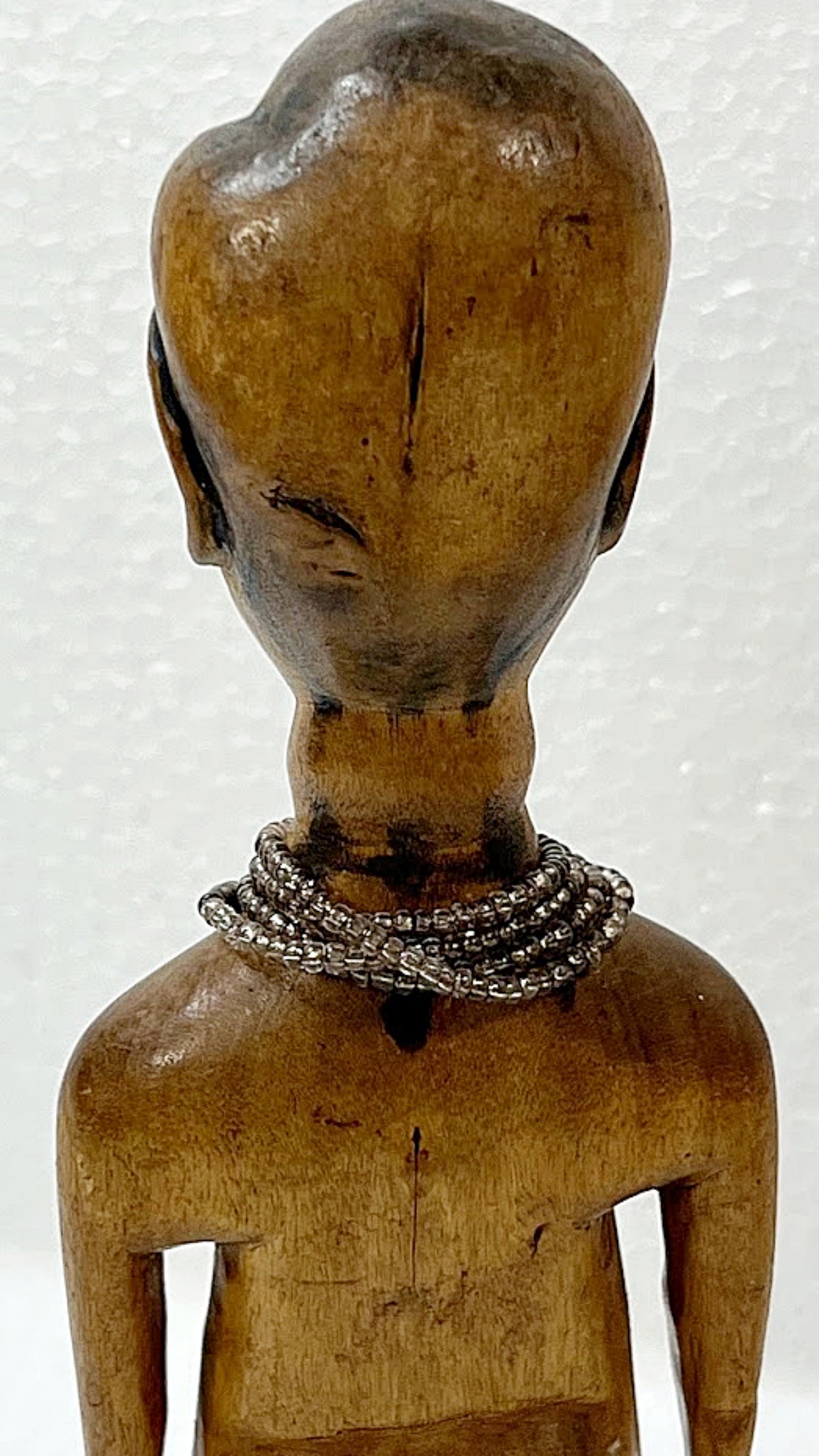 Vintage African Carved EWE Twin Dolls With Glass Trade Beads