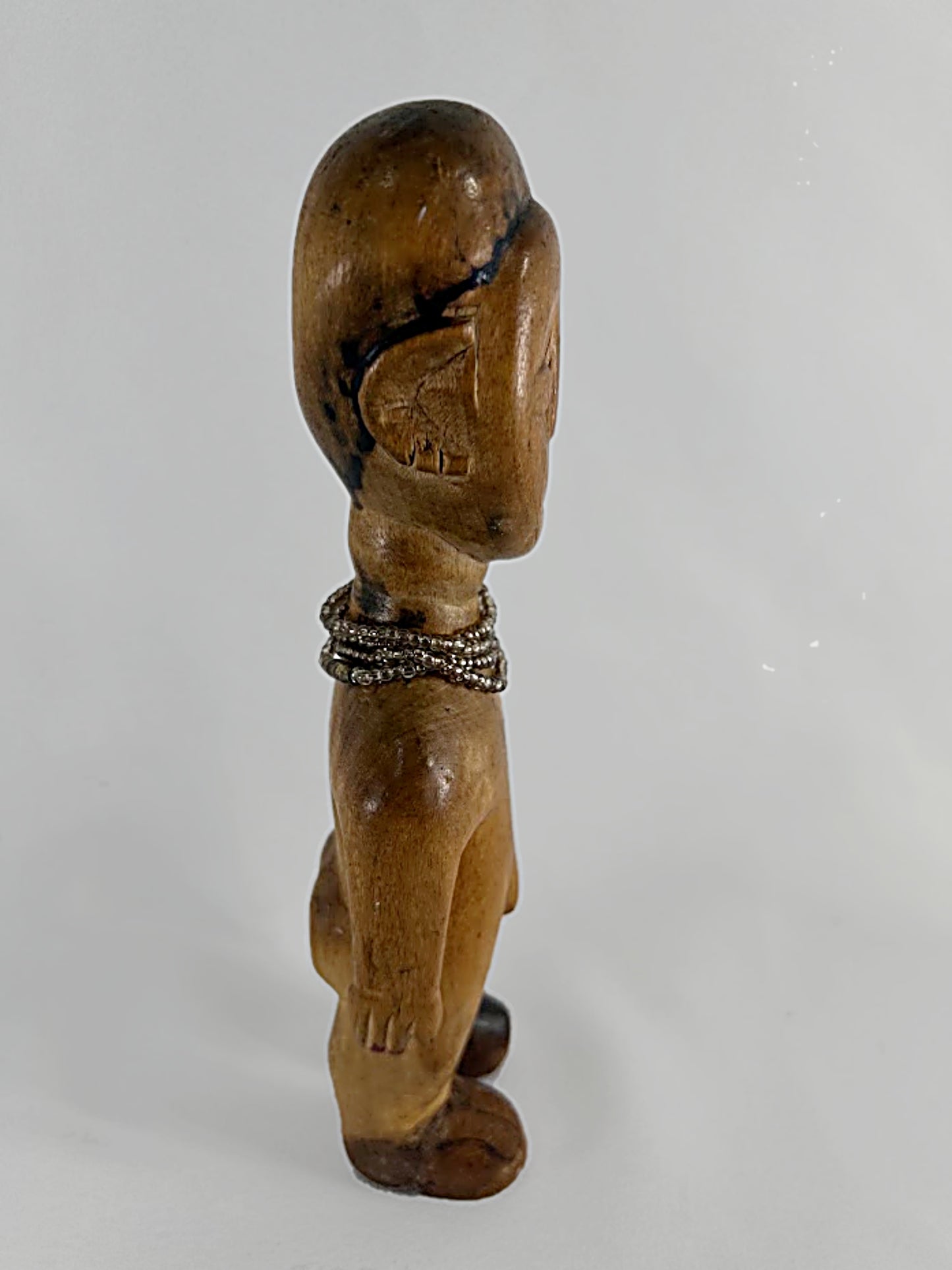 Vintage African Carved EWE Twin Dolls With Glass Trade Beads