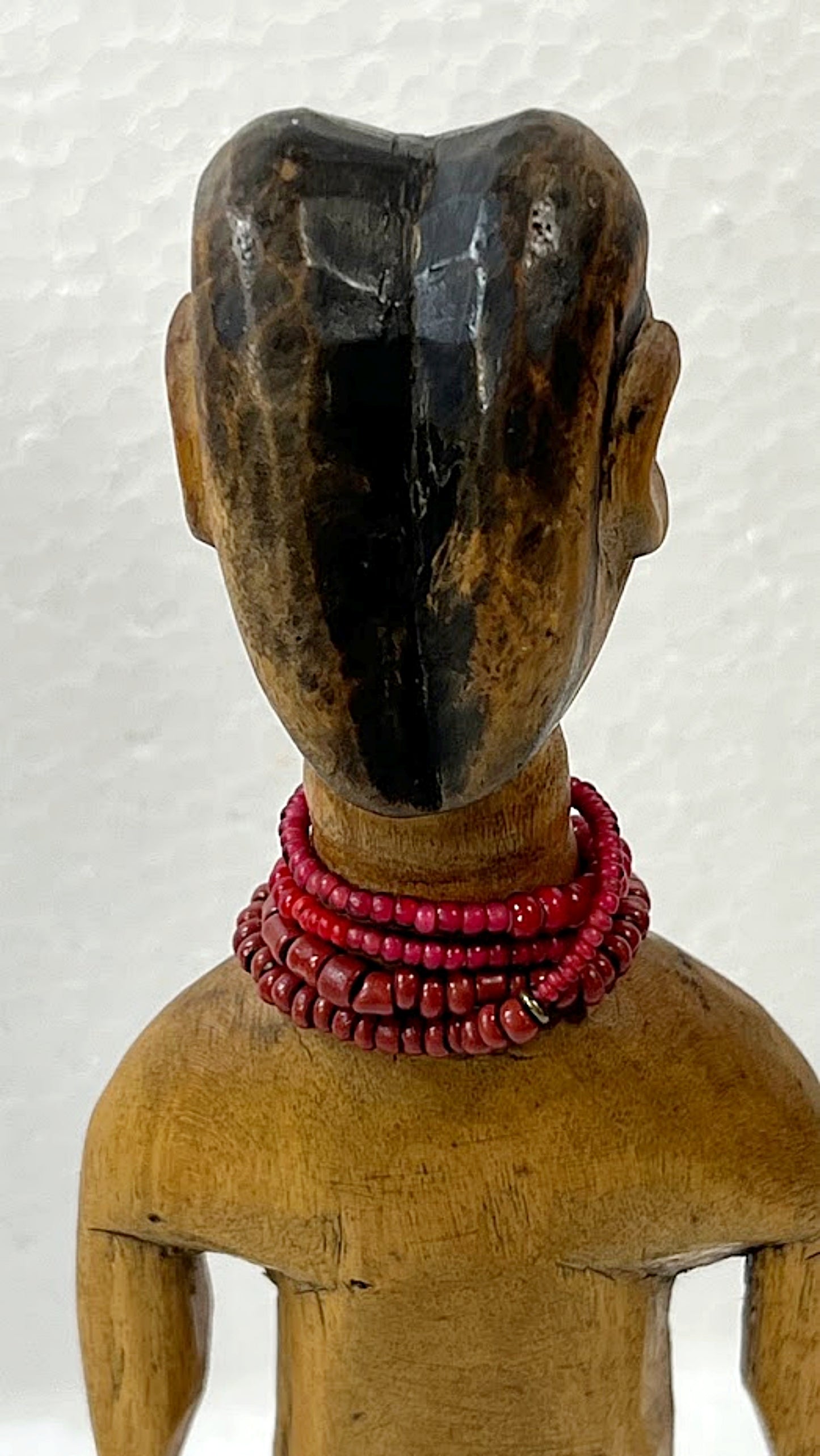 Vintage African Carved EWE Twin Dolls With Glass Trade Beads