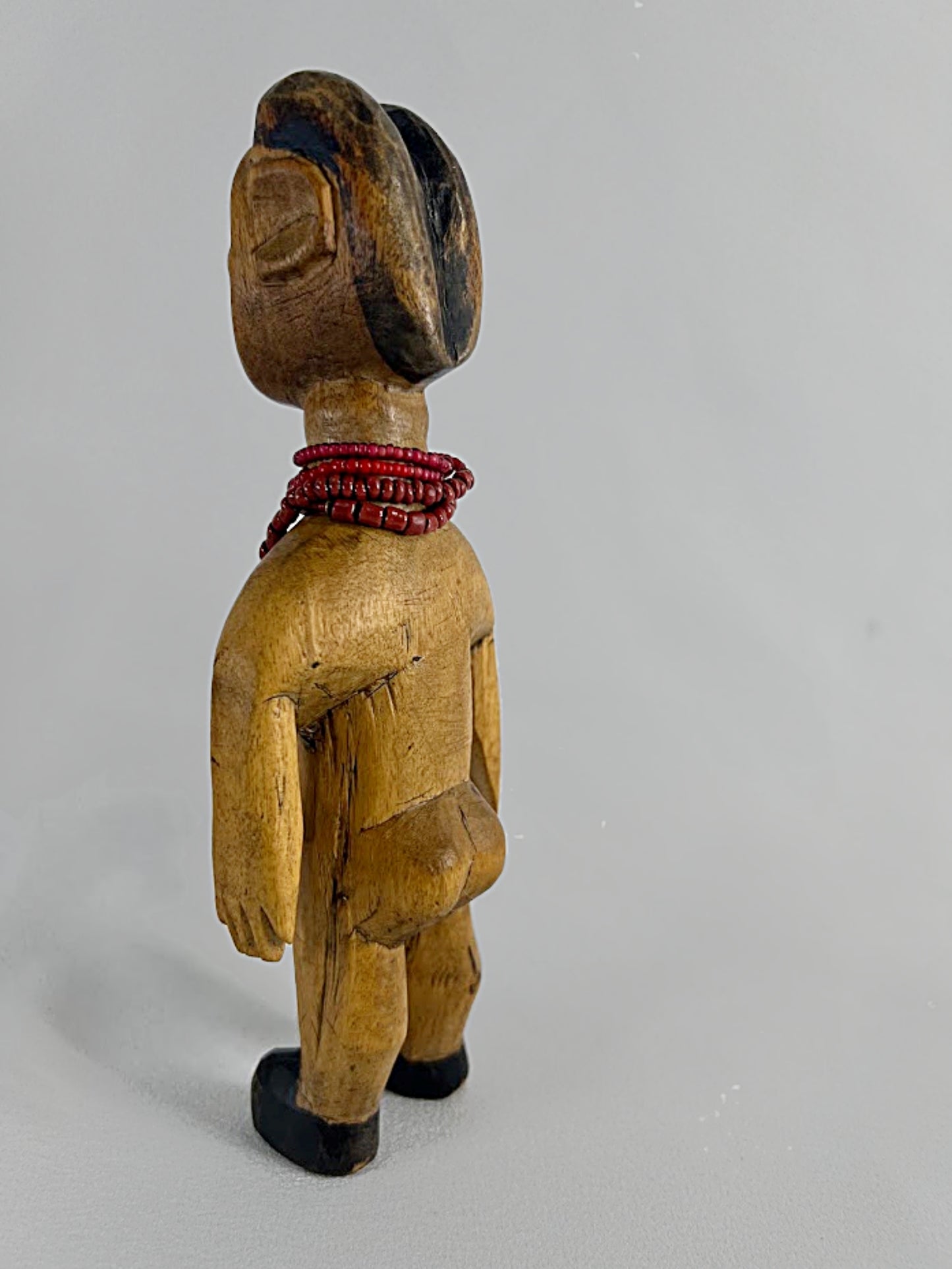 Vintage African Carved EWE Twin Dolls With Glass Trade Beads