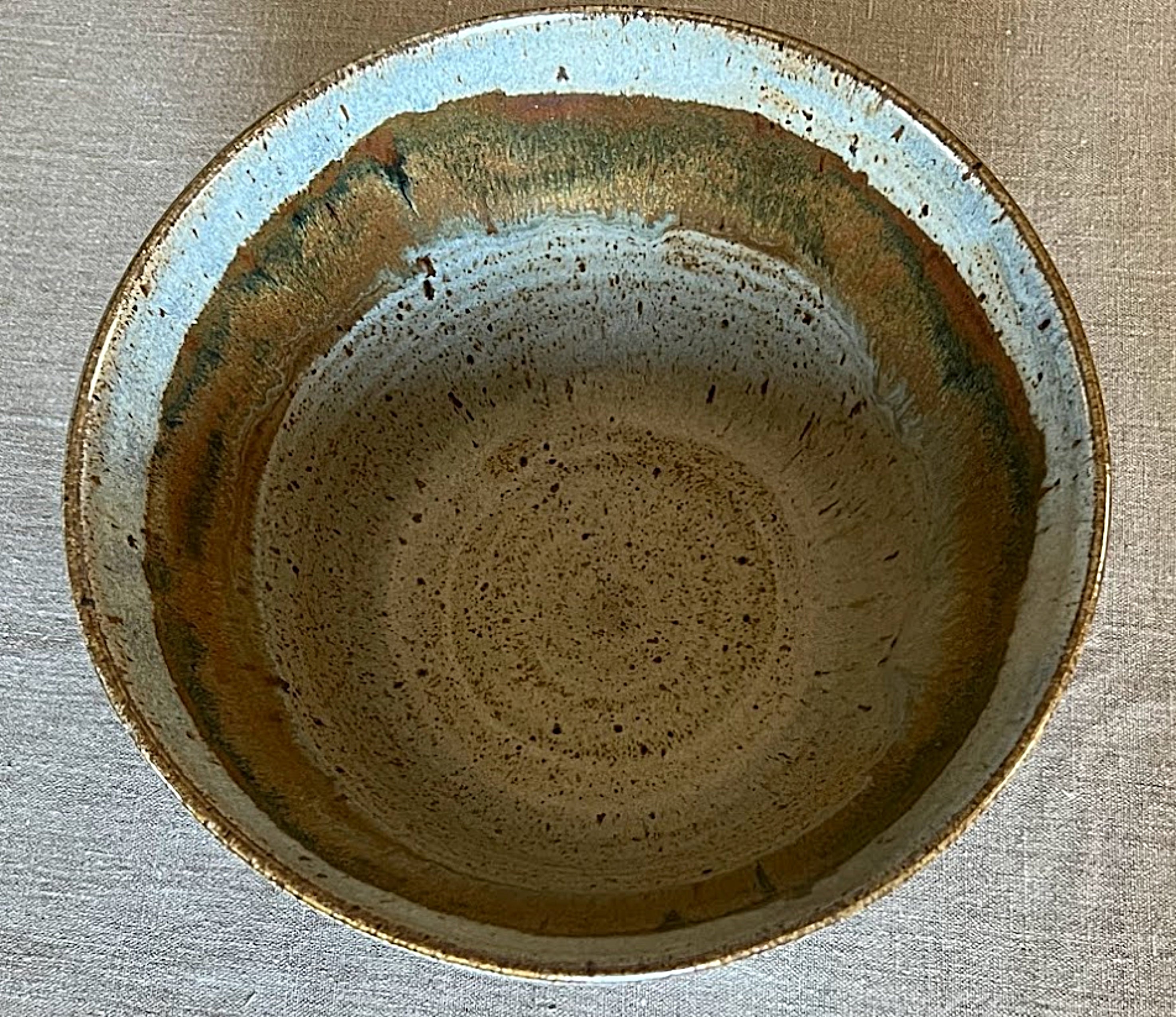 Studio Pottery Bowl Large Ombre Glazes Signed
