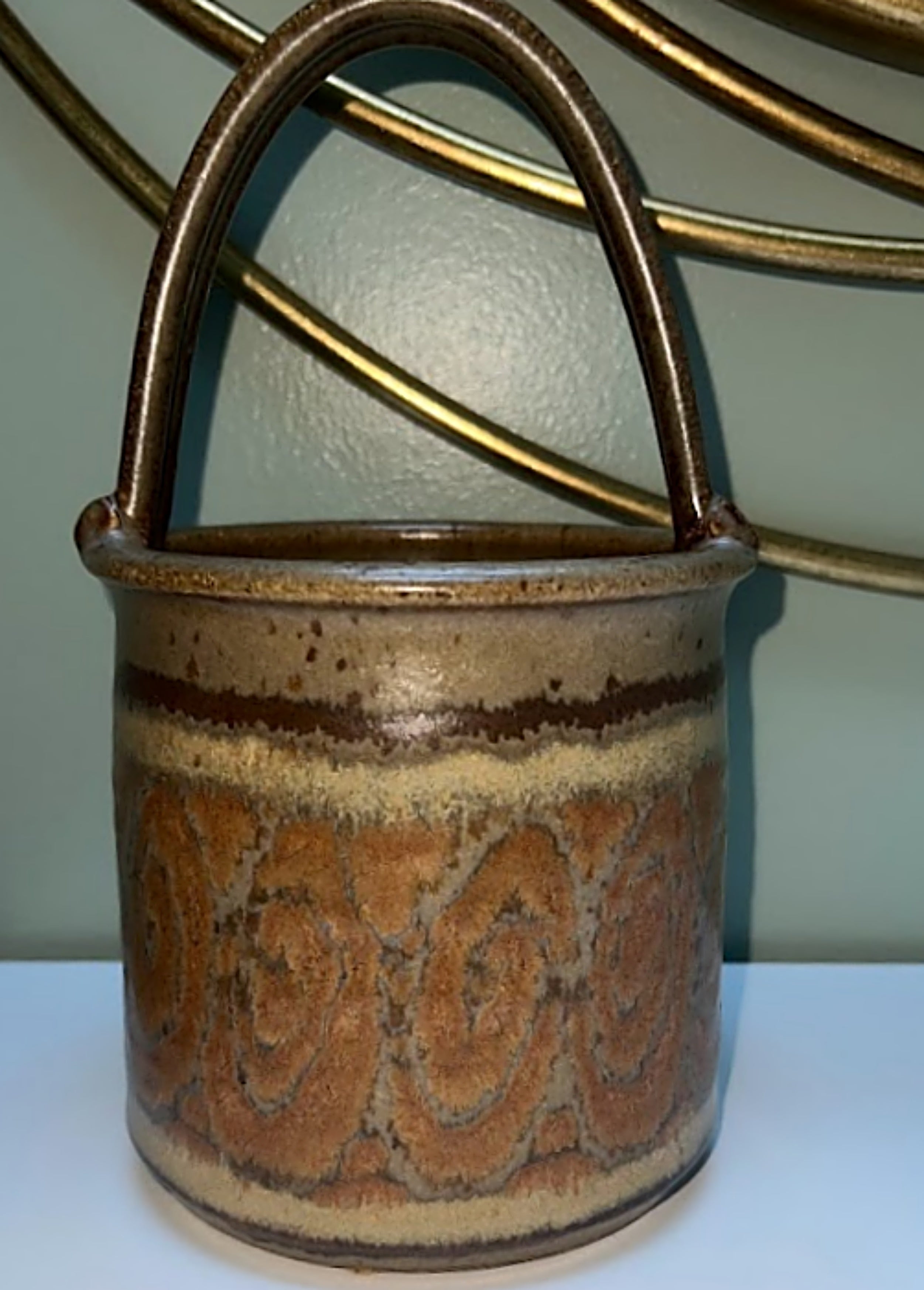 Studio Art Pottery Basket  Signed